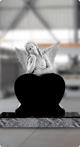 Balck Granite Angels Headstone