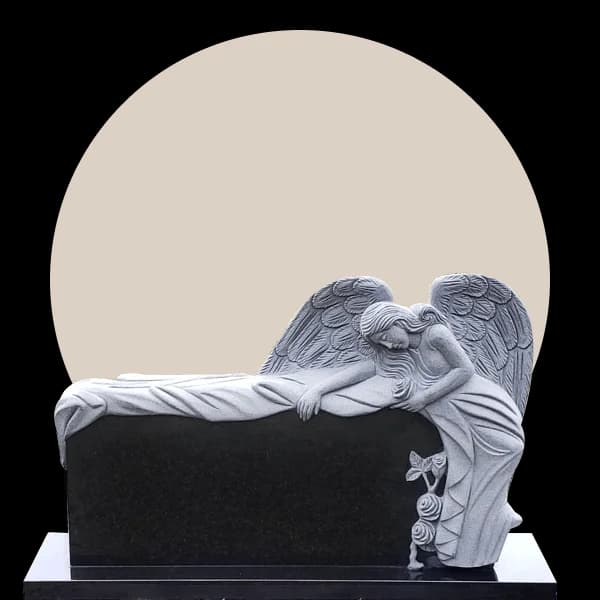 Black Granite Weeping Angel Headstone