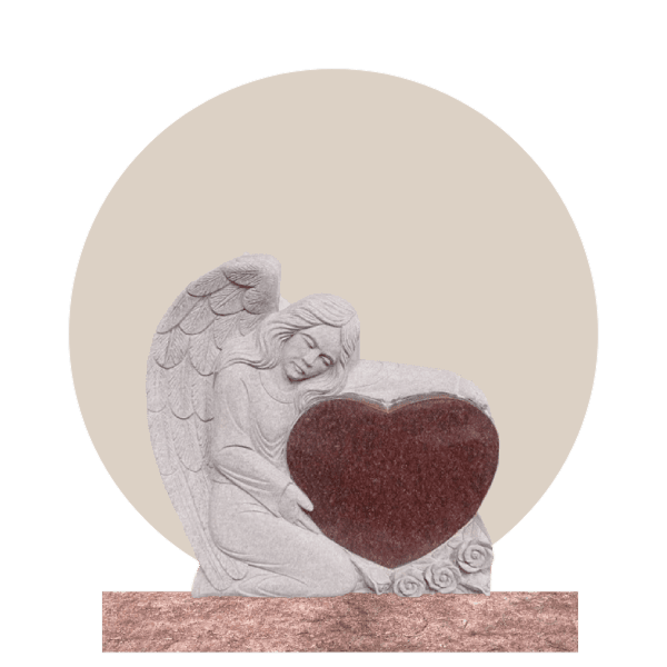 Red Granite Sculpted Angel Headstone