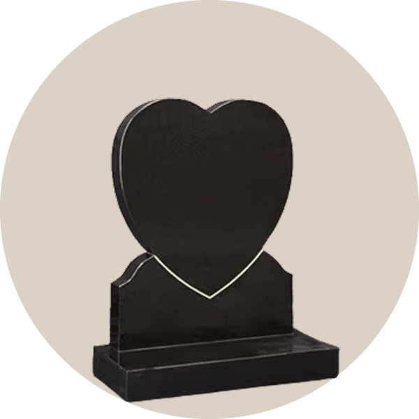 Black Granite Heart Headstone