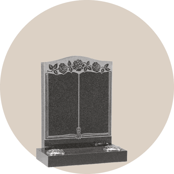 Black Granite Book Headstone