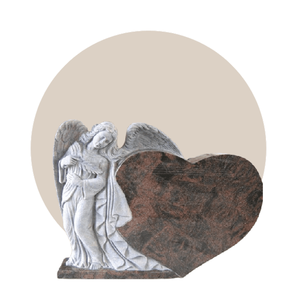 Indian Aurora Statue Heart Angel Headstone