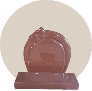 Polished Red Granite Two Heart Round Top Headstone thumbnail