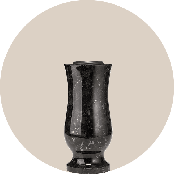 Black Granite Polished Memorial Flower Vase