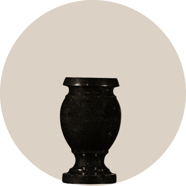 Traditional Turned Black Granite Memorial Vases