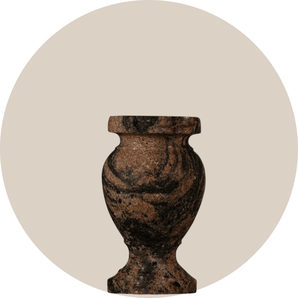 Traditional Turned Indian Aurora Granite Memorial Vases