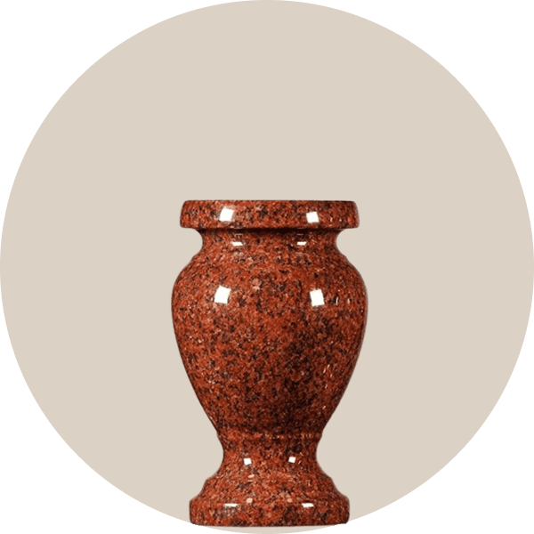 Traditional Turned Red Granite Memorial Vases