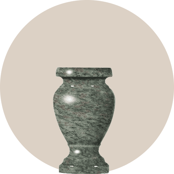 Traditional Turned Tropical Green Granite Memorial Vases