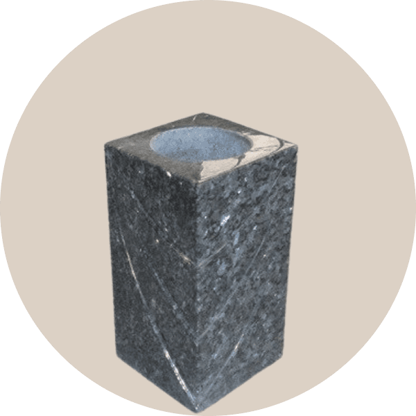 Square Blue Pearl Granite Memorial Vases