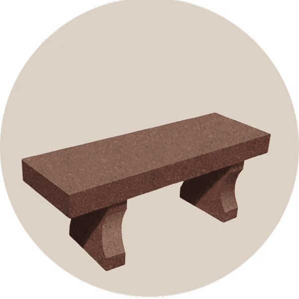 Red Granite Memorial Bench With Flat Seat Harp Legs