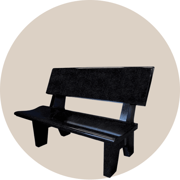 Black Granite Memorial Bench With Flat Back