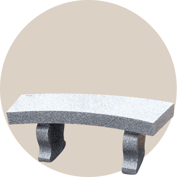 Memorial Bench with Curved Seat and Harp Legs