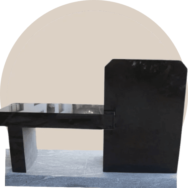 Black Granite Memorial Bench with One Side Tablet
