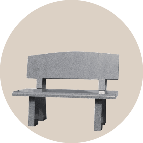 Grey Granite Memorial Bench With Oval Back