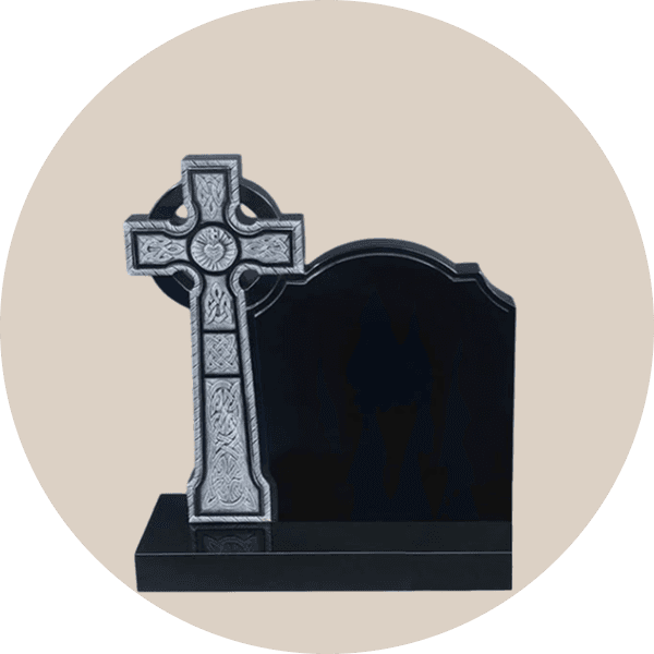 Black Granite Ornate Celtic Cross Headstone