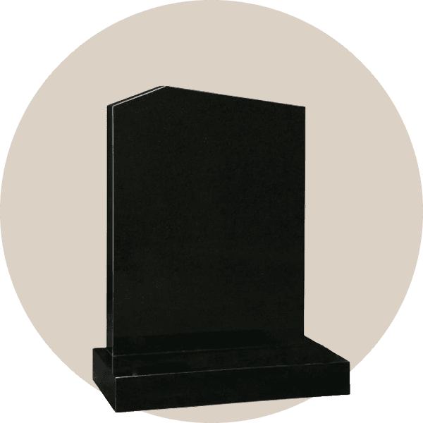 Polished Black Granite Offset Peon Top Headstone