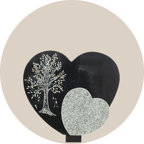 Double Heart Granite Memorial Plaques