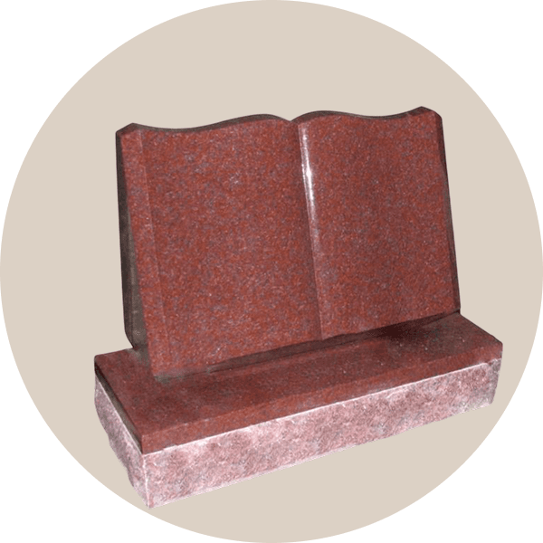 Red Granite Open Book Headstone