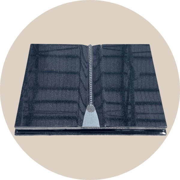 Flat Book Memorial With Carved Cord