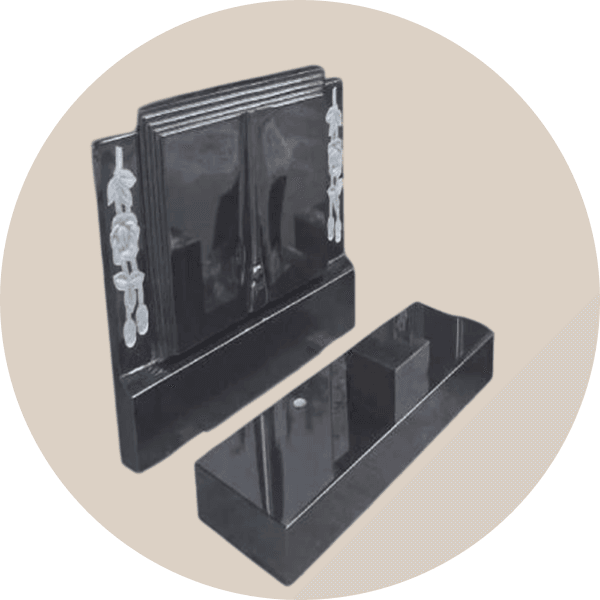 Black Granite Open Standing Book Headstone