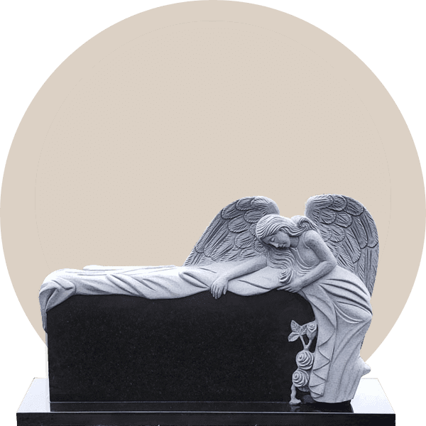 Black Granite Weeping Angel Headstone