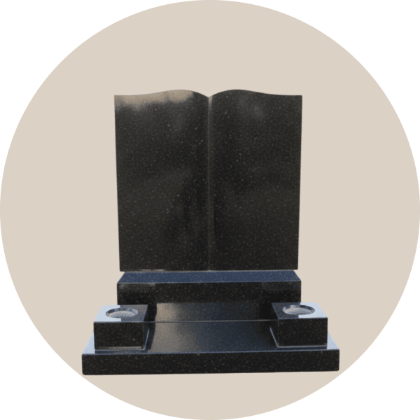 Black Granite Book Headstone