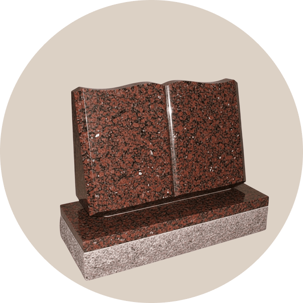 Red Granite Open Book Headstone