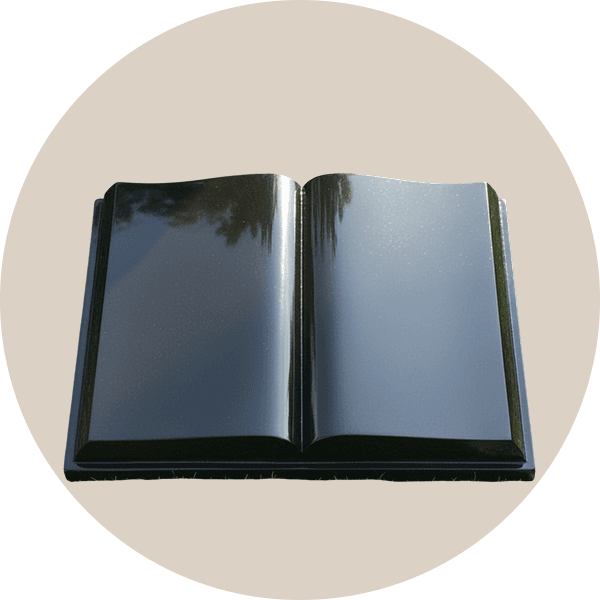 Black Granite Open Book Headstone