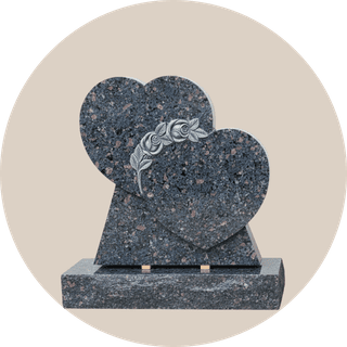 Rose Carved Double Heart Headstone thumbnail