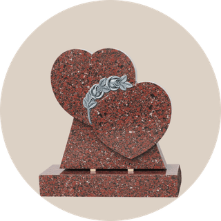 Rose Carved Double Heart Headstone thumbnail