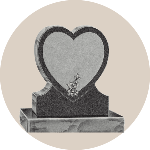 Brown Granite Heart Headstone