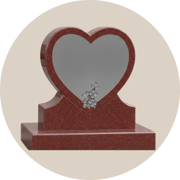 Brown Granite Heart Headstone