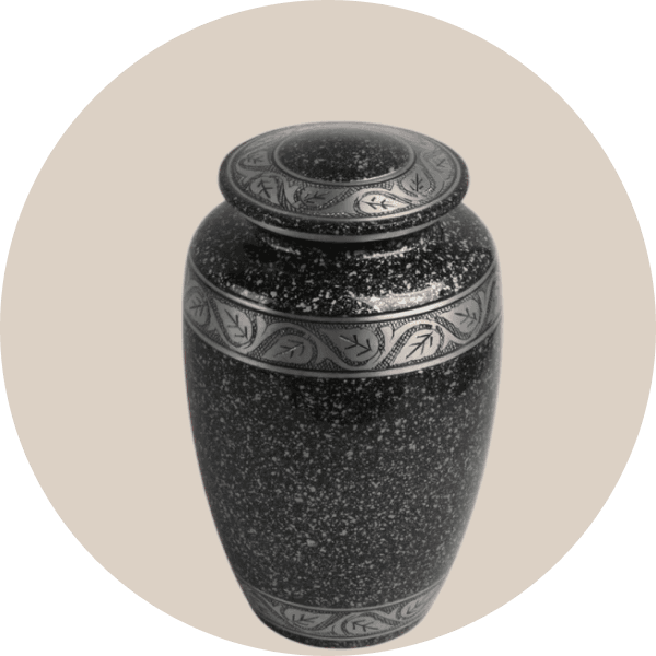 Floral Engraved Black Granite Cremation Urn