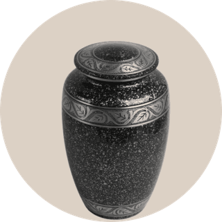 Floral Engraved Black Granite Cremation Urn thumbnail