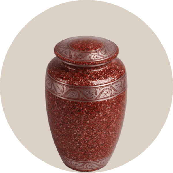 Floral Engraved Black Granite Cremation Urn