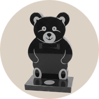 Black Granite Teddy Shaped Children Headstone thumbnail