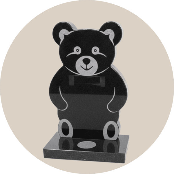 Black Granite Teddy Shaped Children Headstone