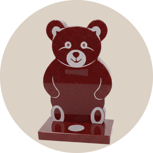 Black Granite Teddy Shaped Children Headstone