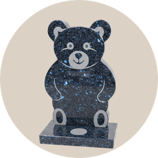Black Granite Teddy Shaped Children Headstone thumbnail