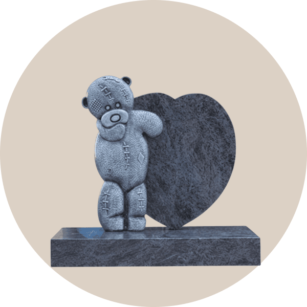 Bahama Blue Heart with Children Headstone