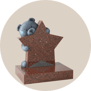Black Granite Teddy Hugging Star Children Headstone thumbnail