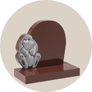 Oval Black Granite Children Headstone with Painted Bunny thumbnail