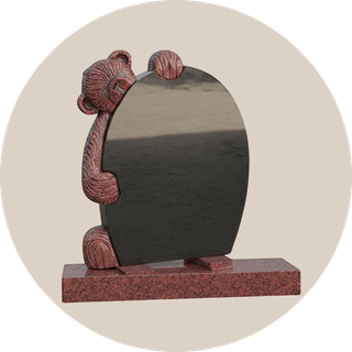 Black Granite Teddy Hugging Children Headstone thumbnail