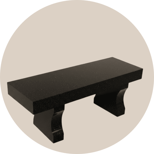 Red Granite Memorial Bench With Flat Seat Harp Legs