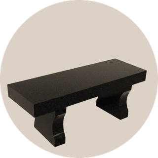 Red Granite Memorial Bench With Flat Seat Harp Legs thumbnail