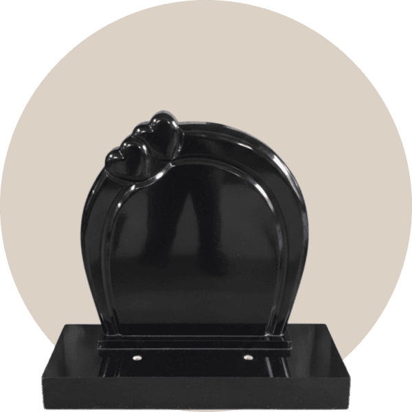 Polished Red Granite Two Heart Round Top Headstone