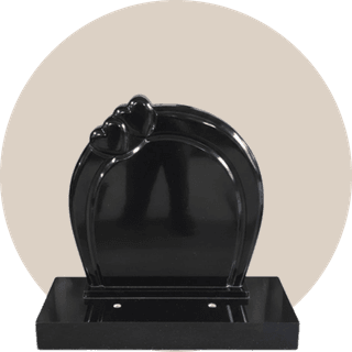 Polished Red Granite Two Heart Round Top Headstone thumbnail