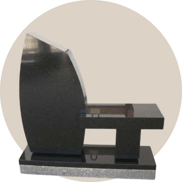 Black Granite Memorial Bench with One Side Tablet