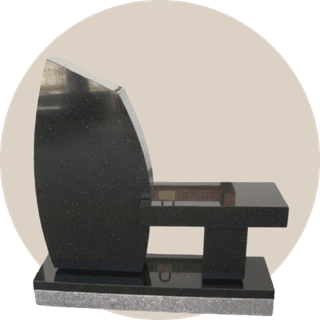 Black Granite Memorial Bench with One Side Tablet thumbnail