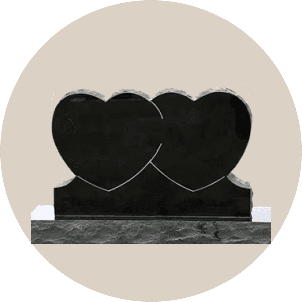 Black Granite Double Heart Headstone